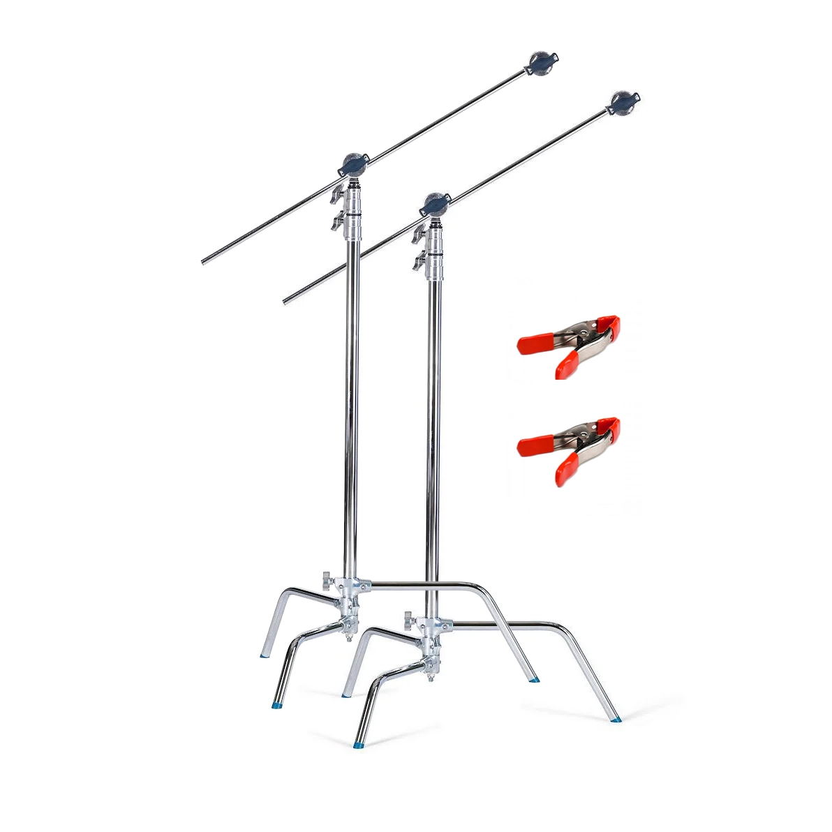 2x avenger c-stand turtle base 40” + boom arm + grip head + a clam