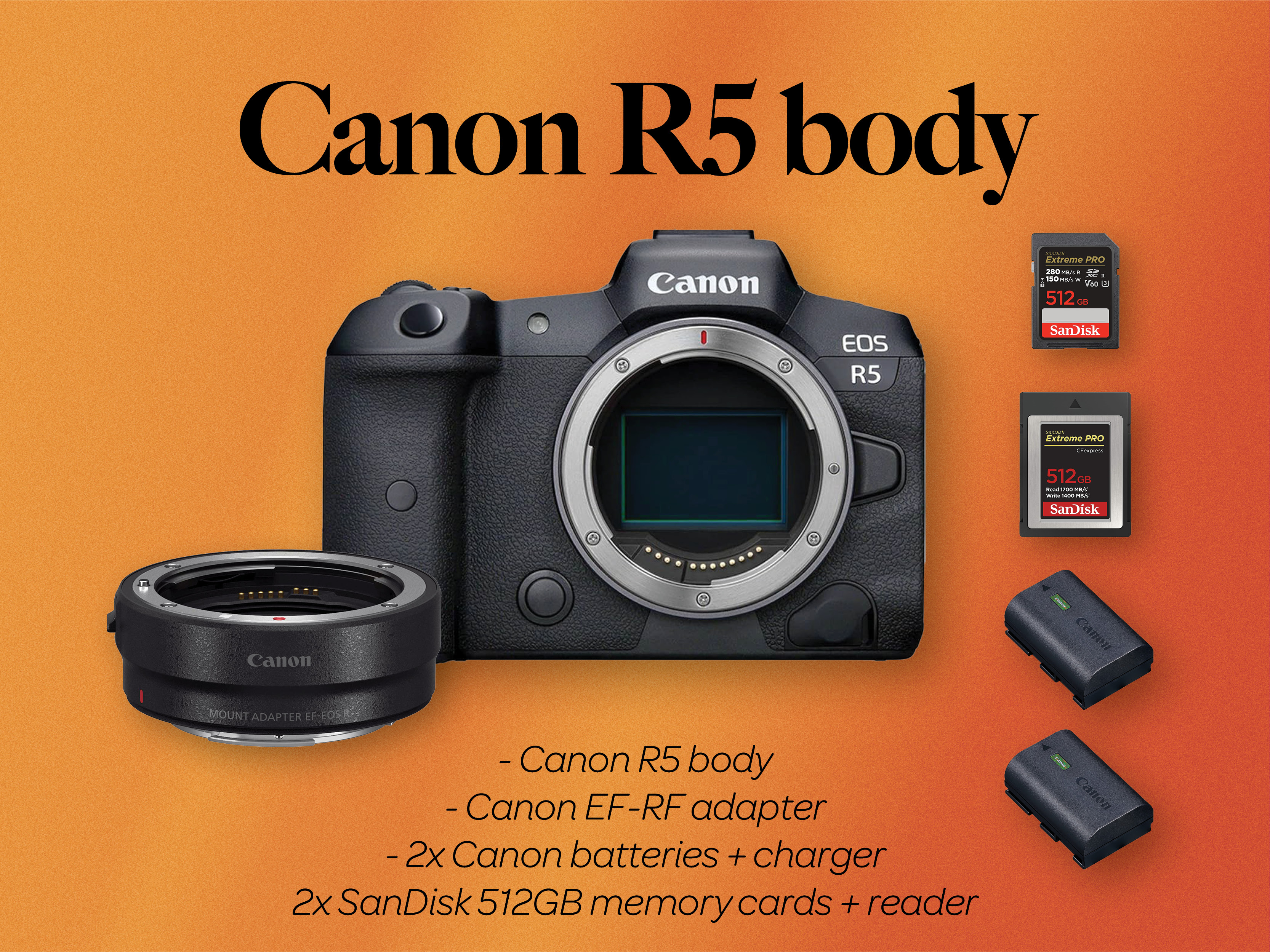 Canon r5 body + ef-rf adapter