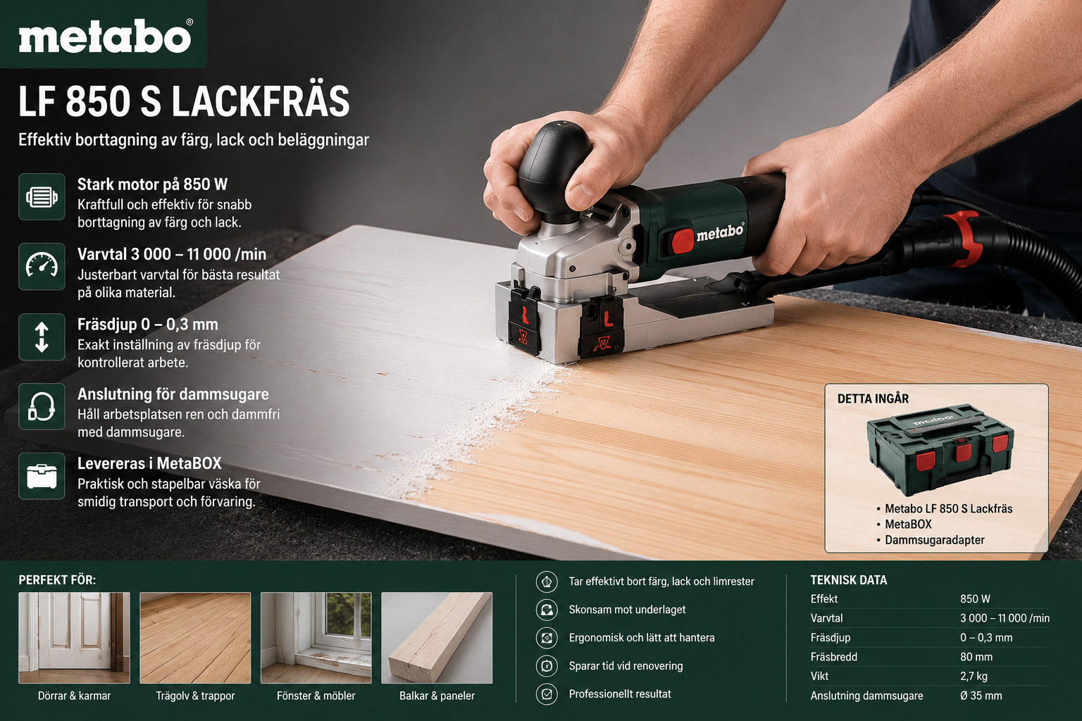 Metabo lf 850 lackfräs 