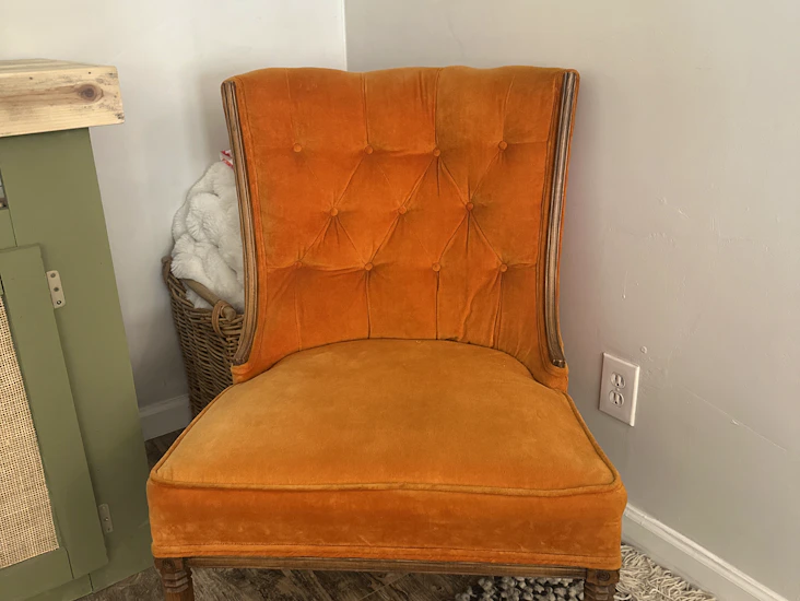 Velvet orange chair accent chair