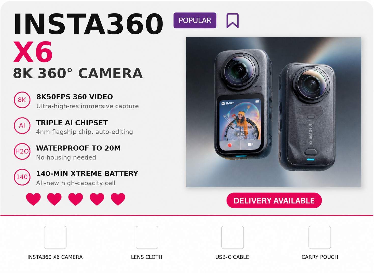 Insta 360  x6  - 8k filming 360 degrees
