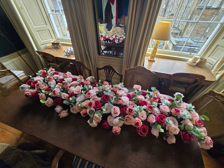 200cm x 55cm faux flowers roses fake but amazing wedding party birthday celebration home decor luxury artificial table runner decoration table