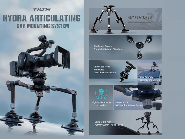 Tilta car rig mounting / electronic / manual suction cups
