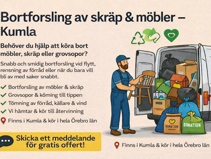 Bortforsling av skräp & möbler i örebro län – släp finns vid större uppdrag