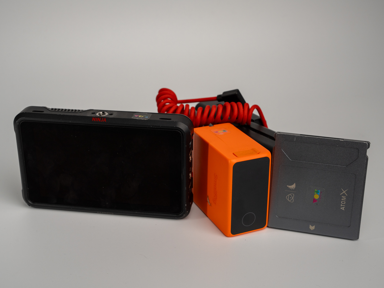 Atomos ninja monitor with battery and 500gb ssd