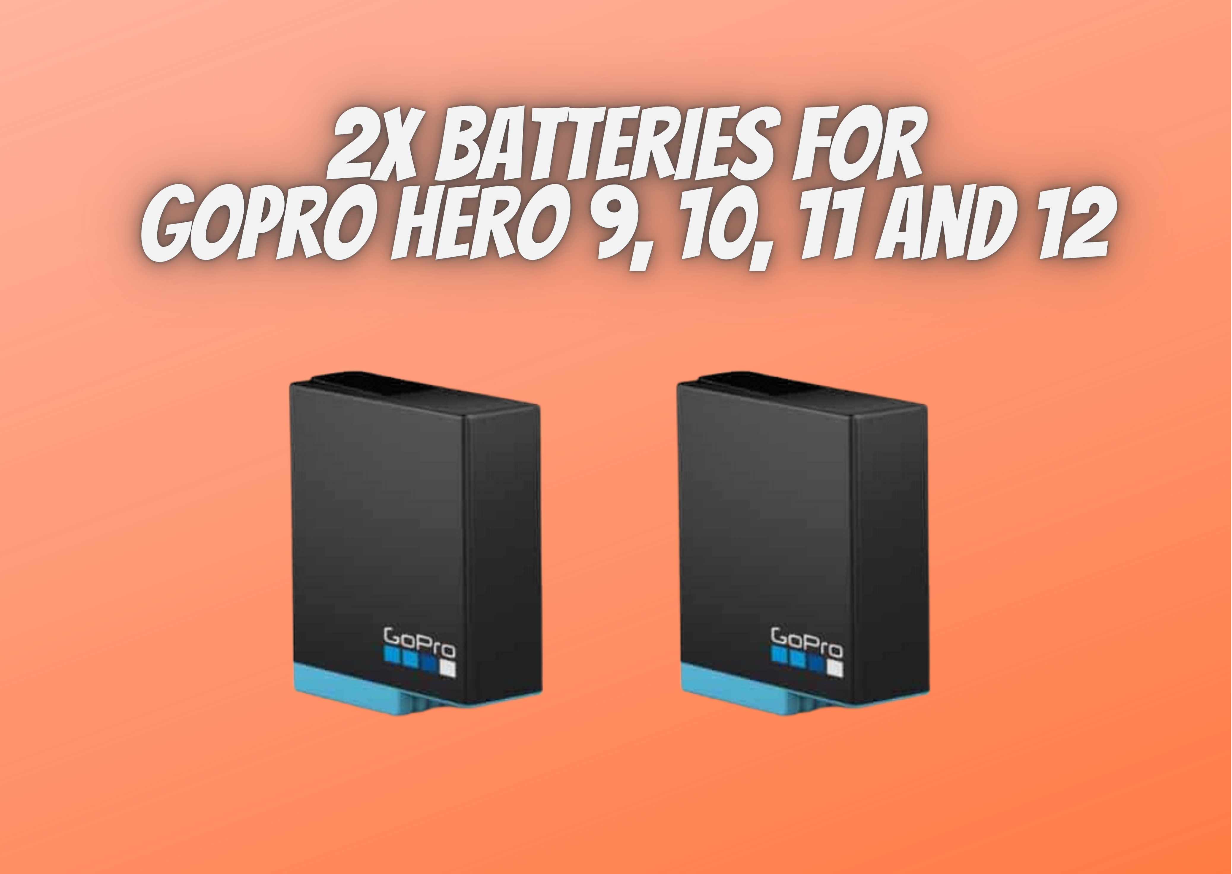 2x gopro batteries for gopro hero 9, 10, 11, 12, battery