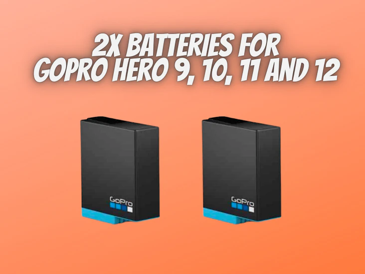 2x gopro batteries for gopro hero 9, 10, 11, 12, battery