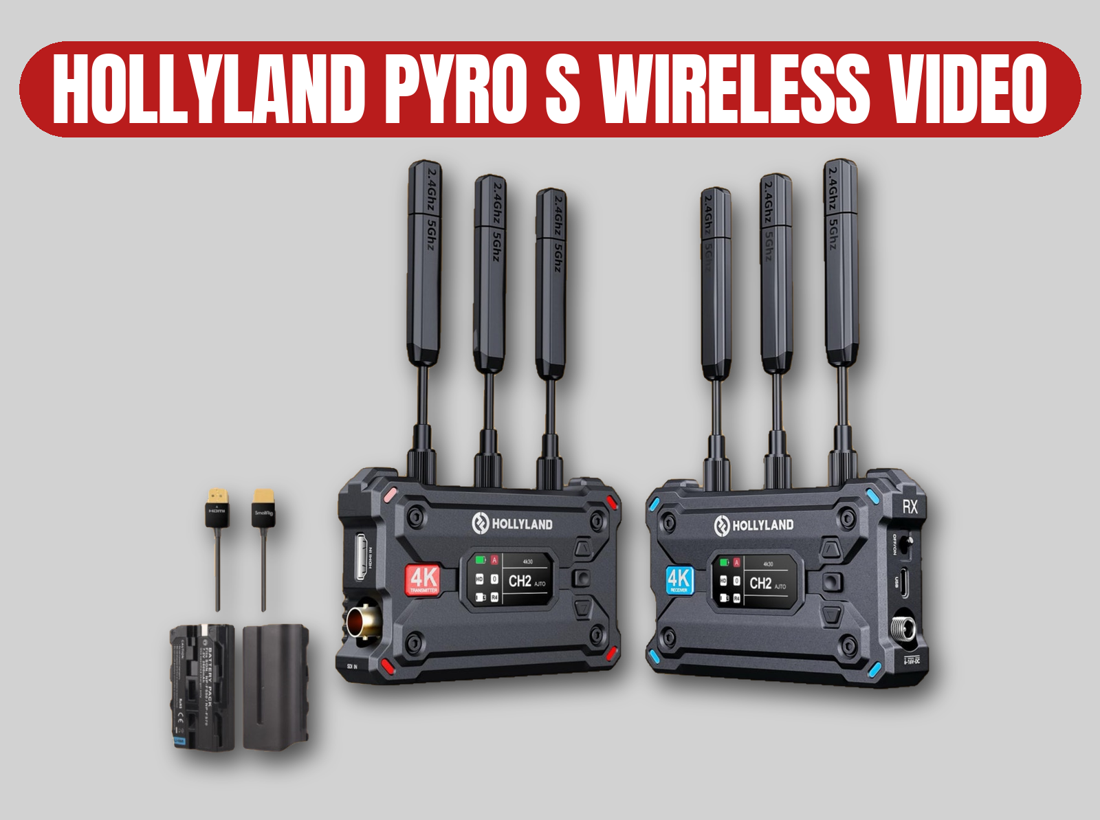 Hollyland pyro s kit | 4k hdmi/sdi wireless video transmitter & receiver system for camera monitoring (teradek / hollyland mars)