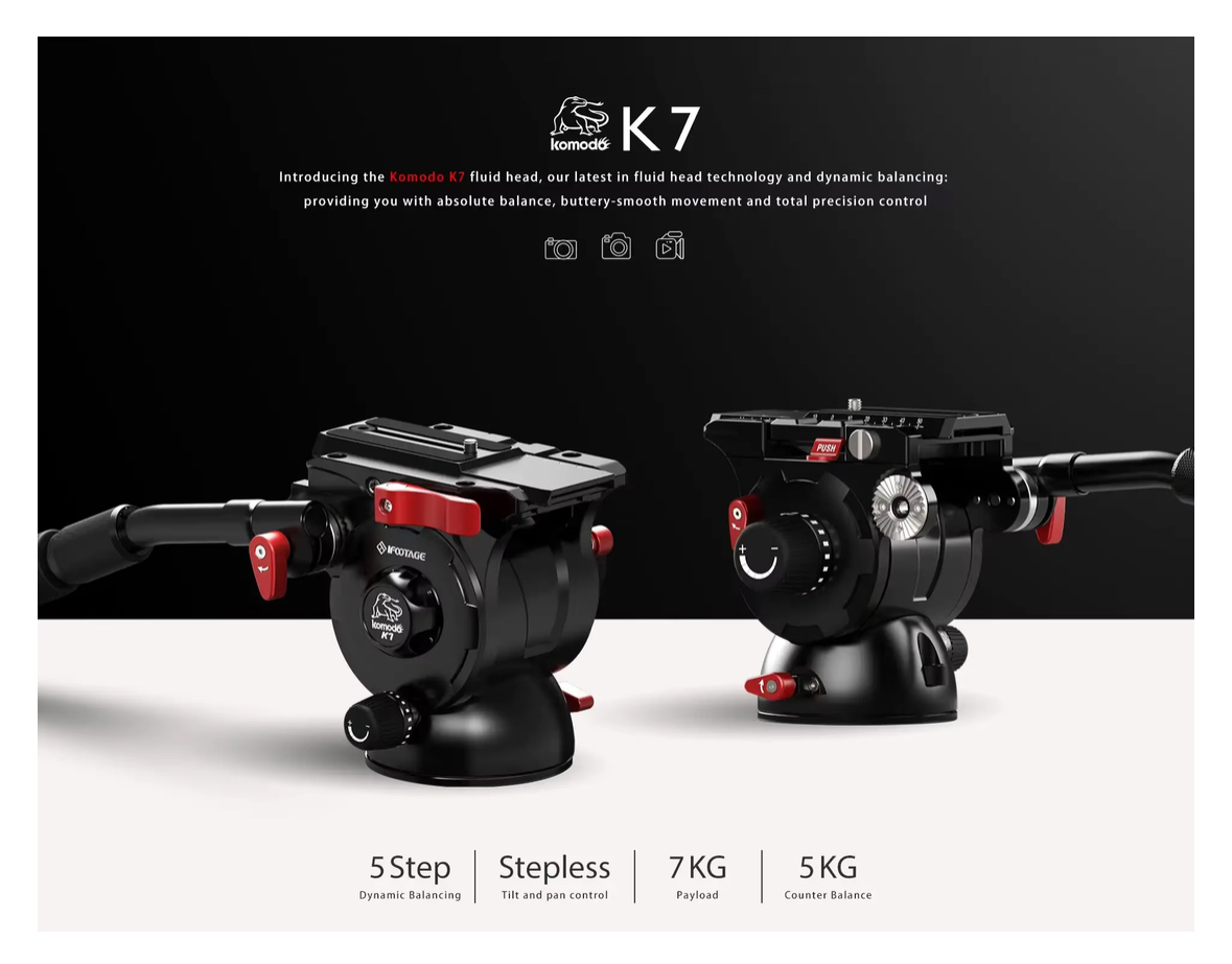 Ifootage komodo k7 fluid head med 5kg motvekt