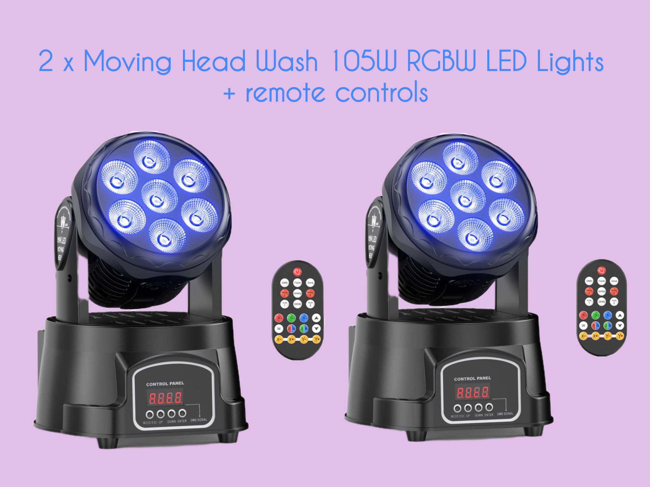 2 x moving head wash 105w rgbw led stage dj party lights 