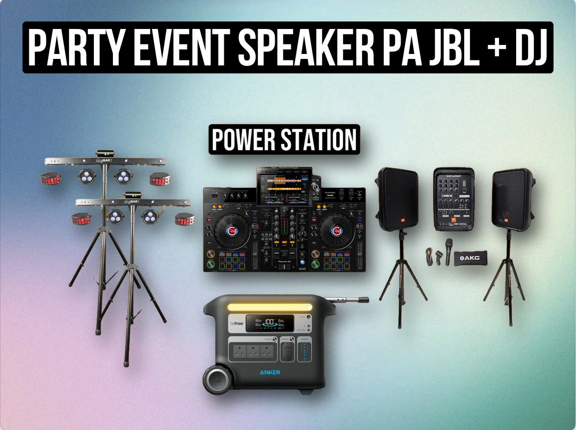 Party event speaker pa jbl + dj deck + 2x gigbar light led rgb party + power station 