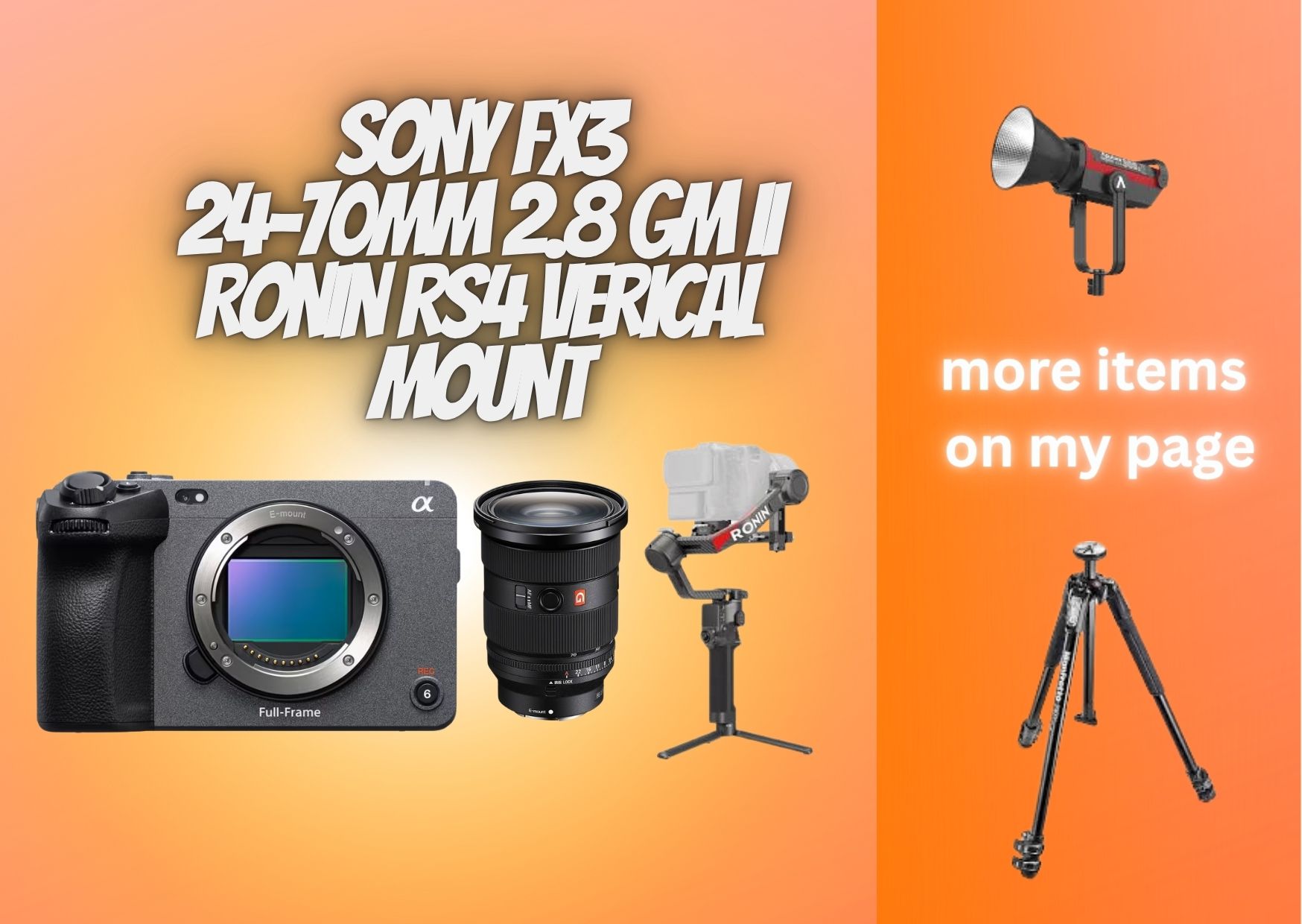 Sony fx3 + 24-70mm 2.8 gm ii + ronin rs4 vertical mount