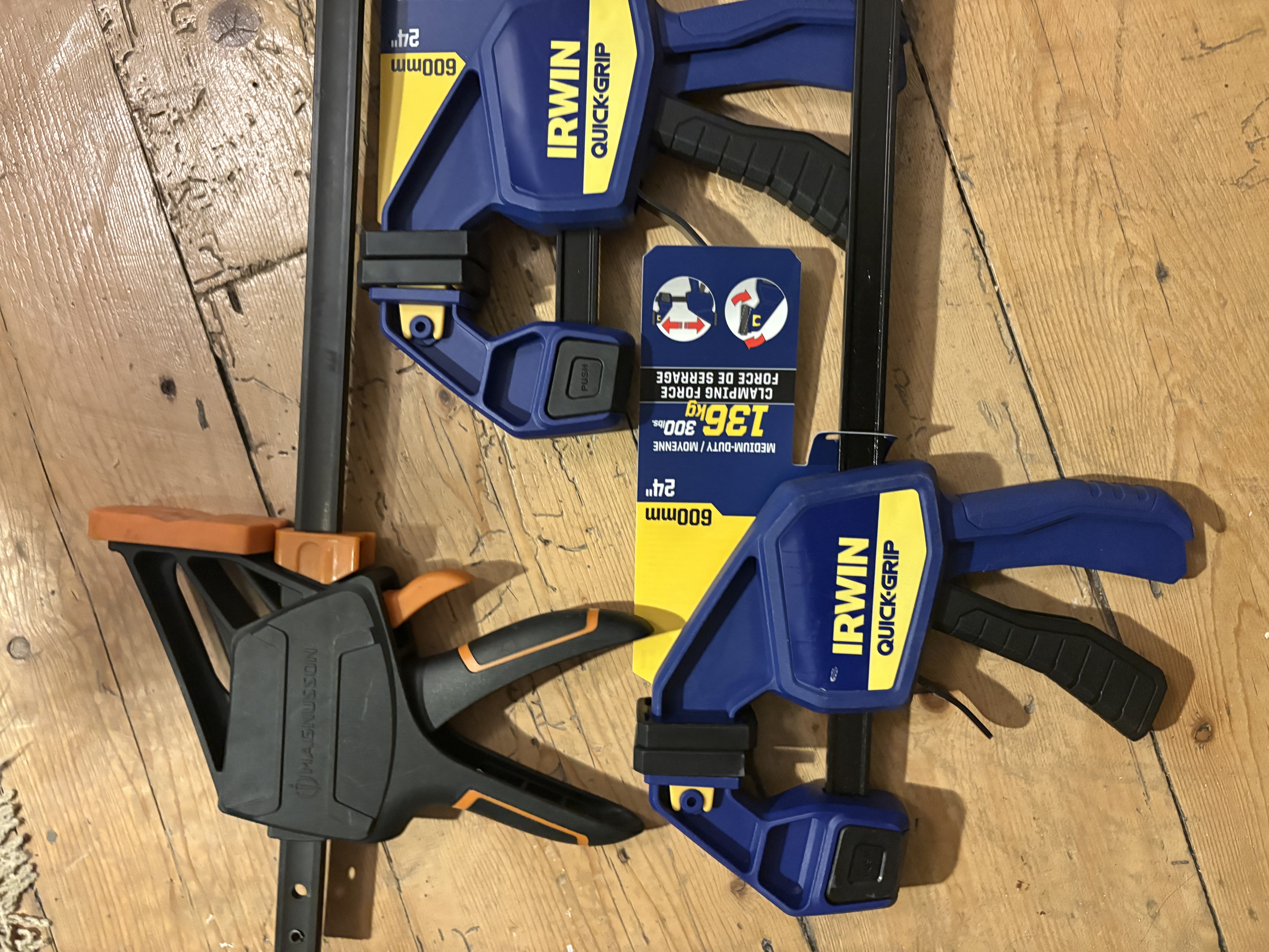 F clamp set - 3 large woodworking clamps