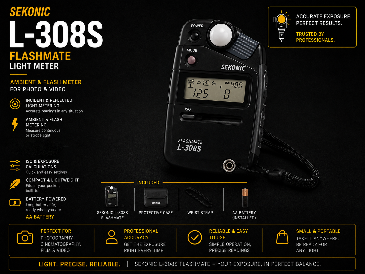 Sekonic l-308s flashmate light meter | ambient & flash meter