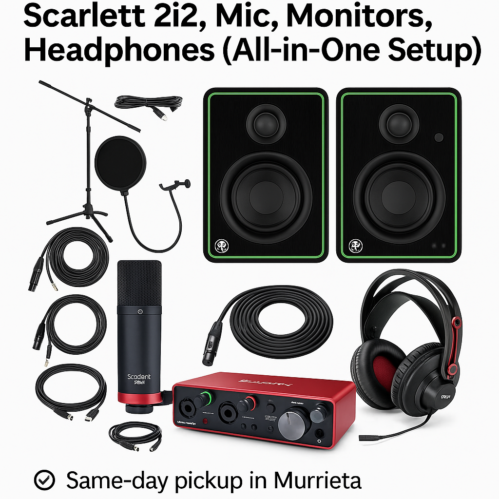 🎙️ complete home studio kit – scarlett 2i2, pro mic, studio monitors + more!