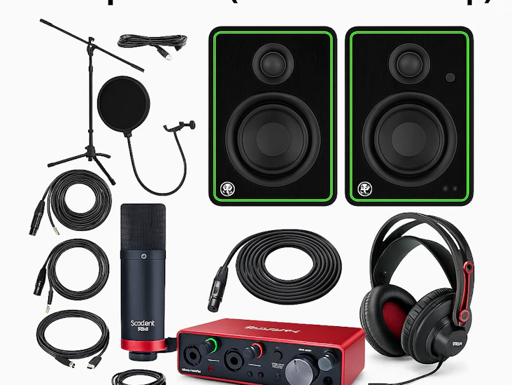 🎙️ complete home studio kit – scarlett 2i2, pro mic, studio monitors + more!