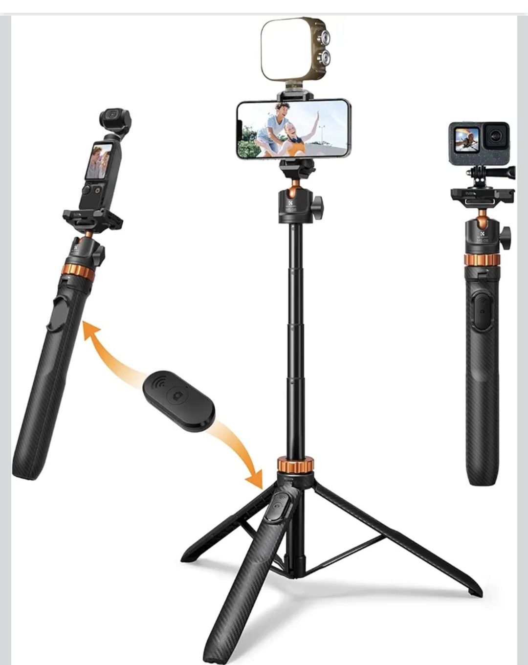 2 in 1 selfie stick tripod