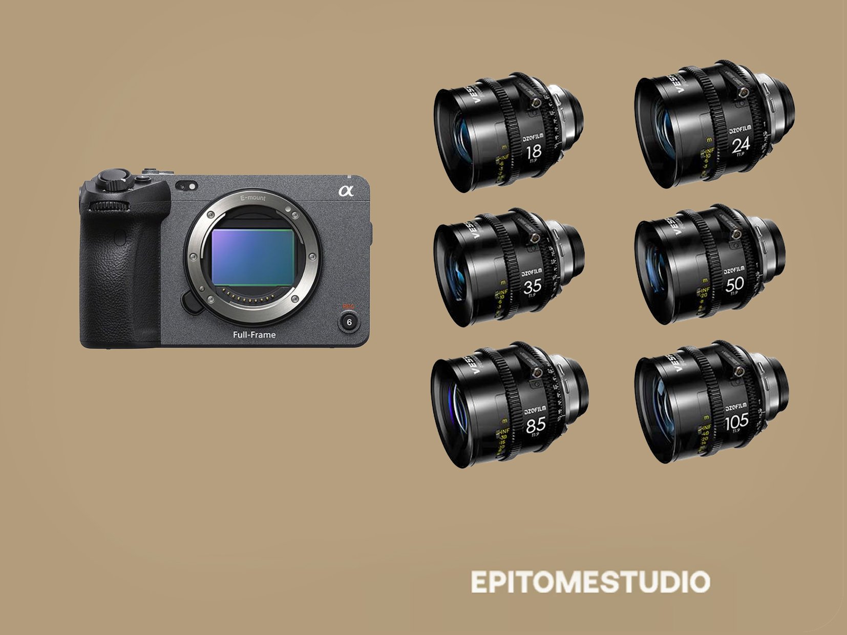 Sony fx3 cinema camera + dzofilm vespid prime 2 t1.9 6x pl lens set