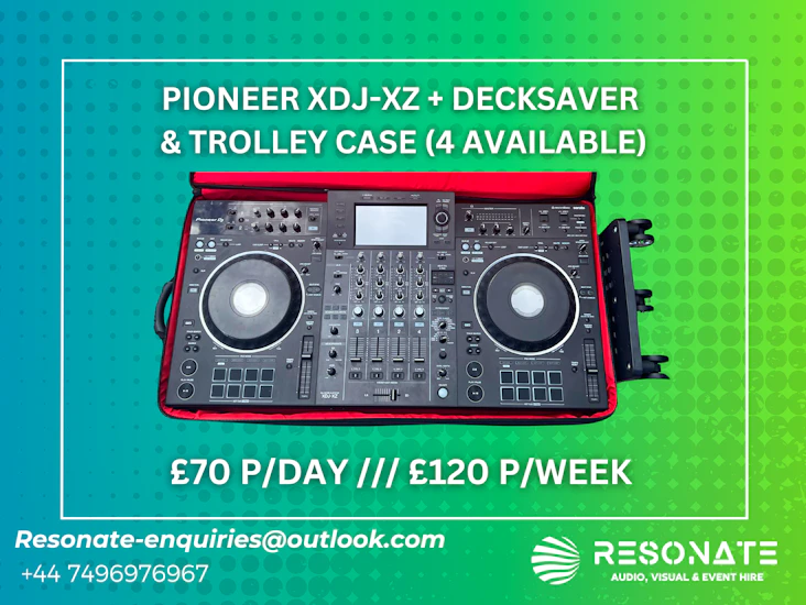 Pioneer xdj-xz with decksaver & carry case trolley