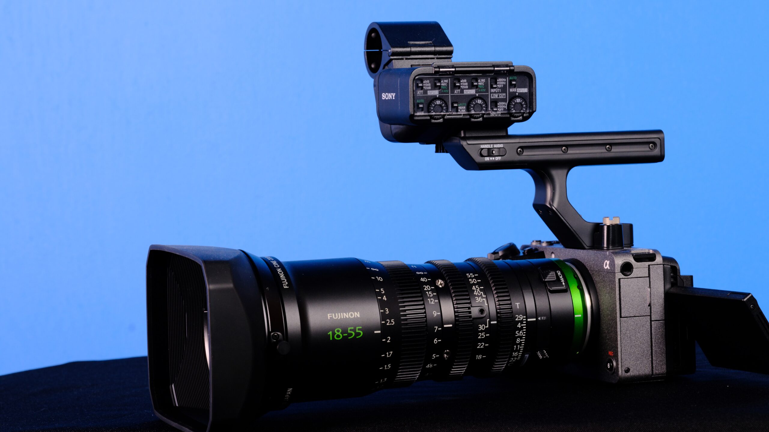 Sony fx30 cinema camera + fujinon mk 18-55mm t2.9 parfocal zoom lens