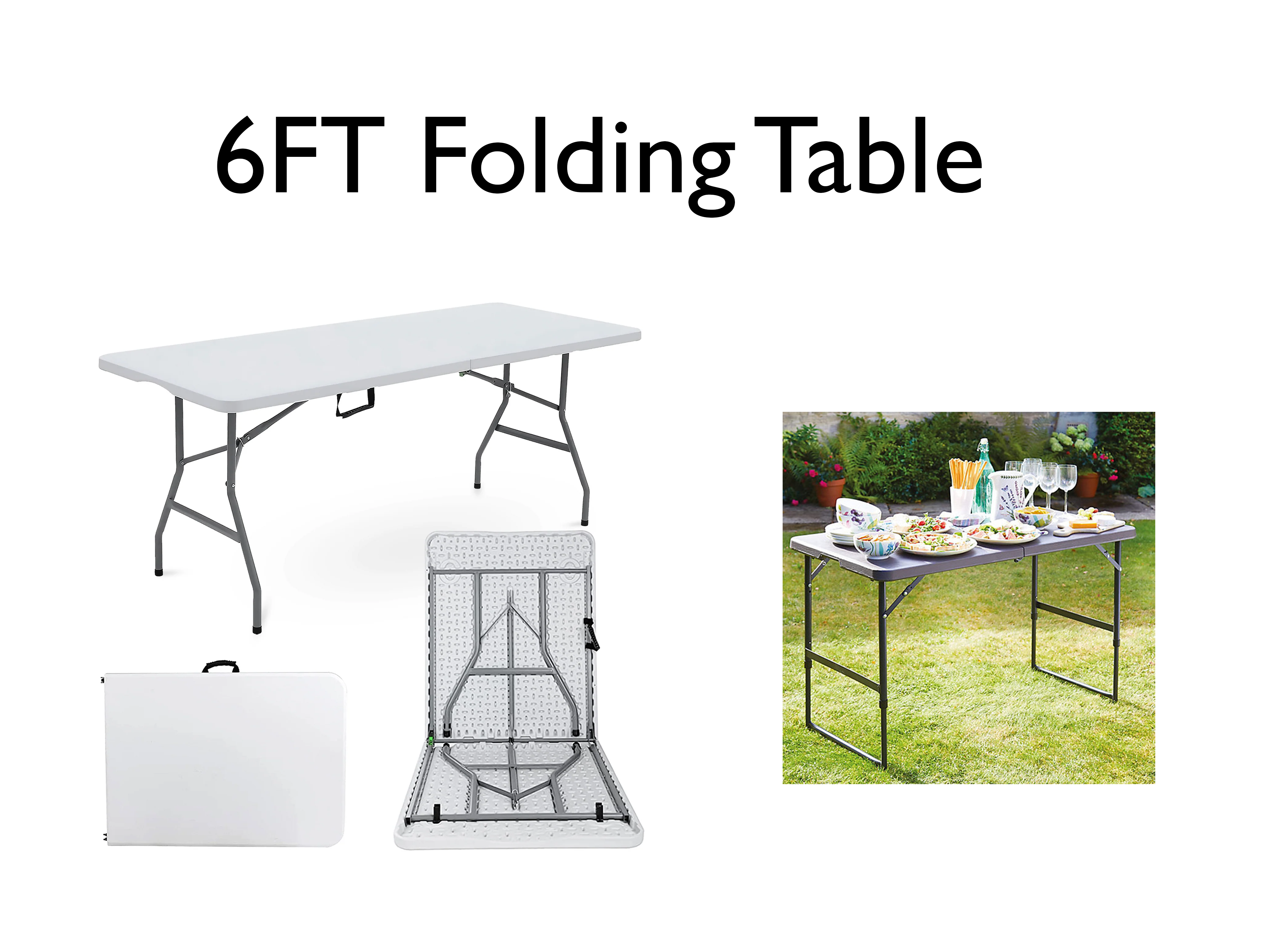 Folding table white 4ft / 6ft  camping, picnic, party, wedding 