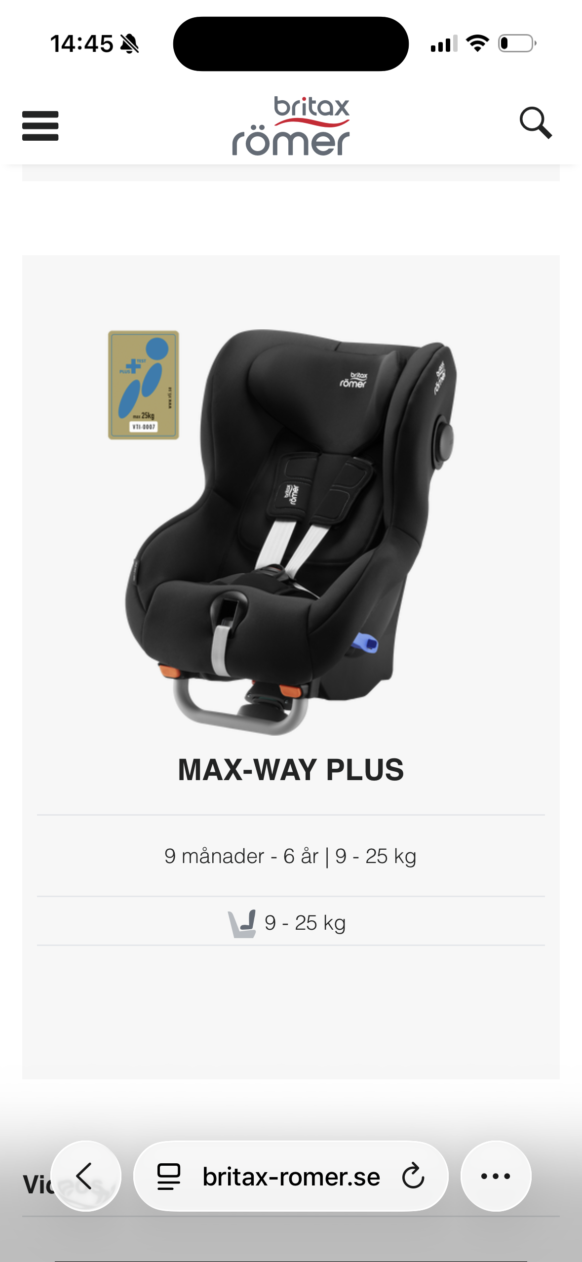 Britax römer bilbarnstol utan iso-fix,