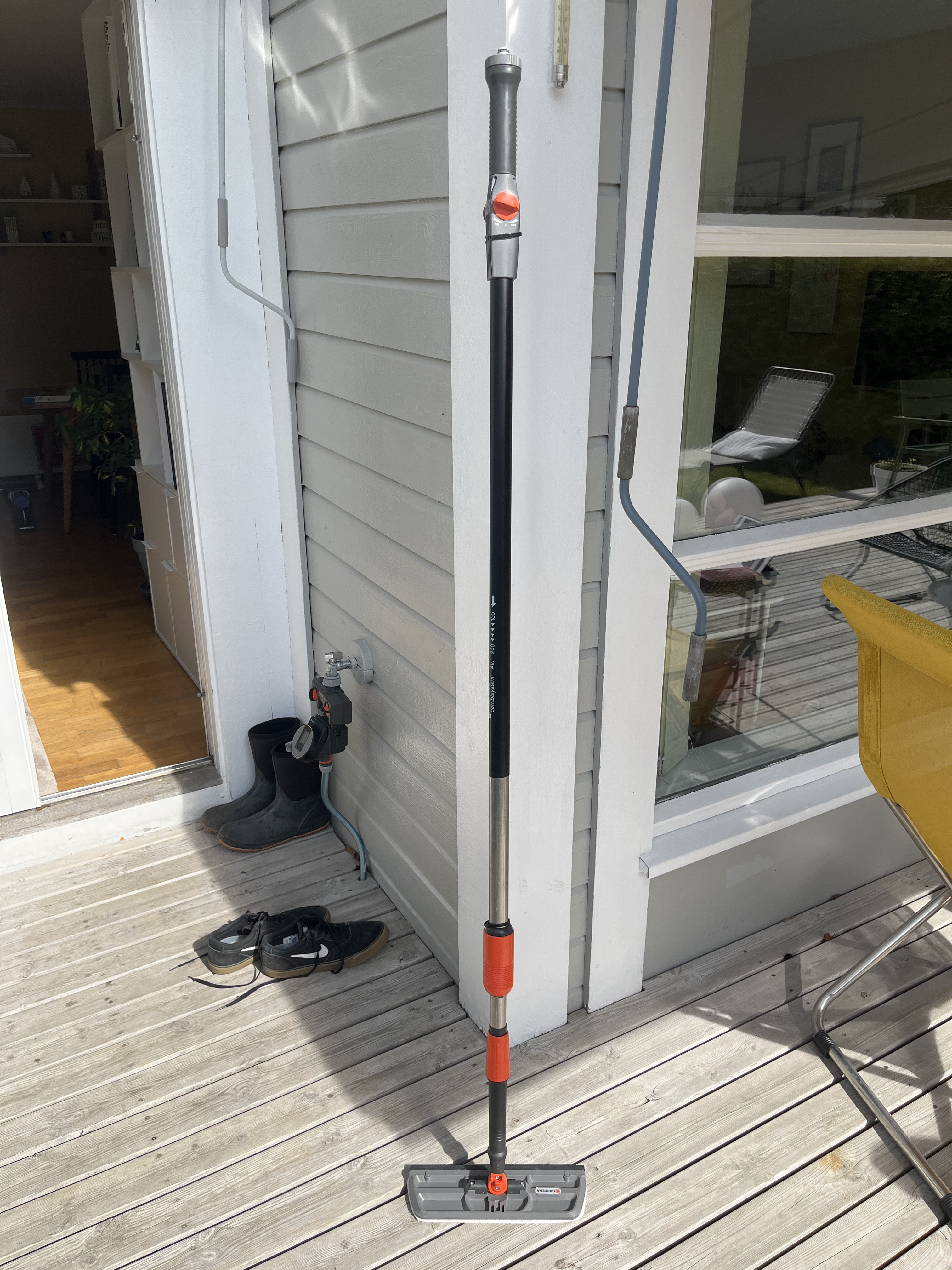 Gardena teleskopskaft + vindusvask + børste