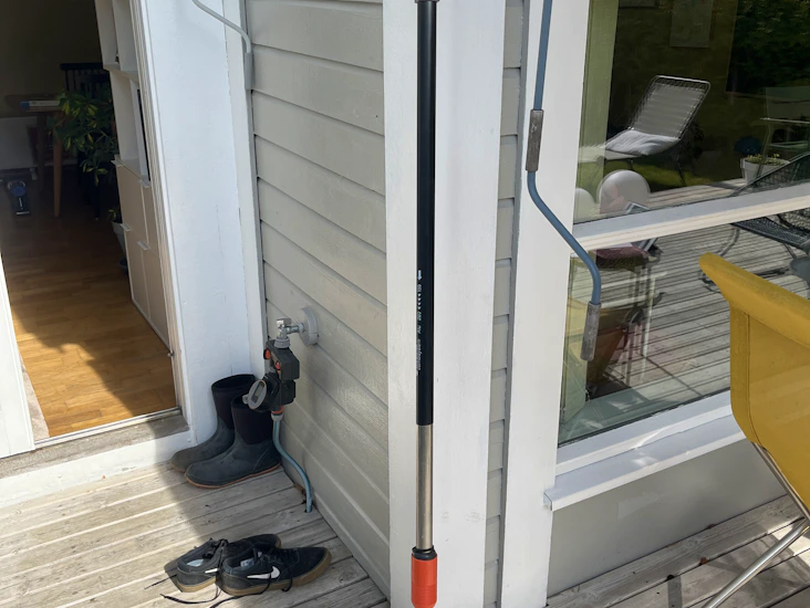 Gardena teleskopskaft + vindusvask + børste