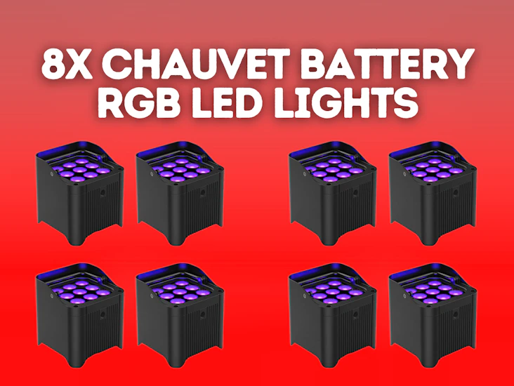 8x chauvet dj freedom par h9 ip x4 battery-powered lights uplights