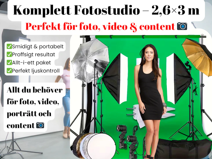 📸 fotostudio / studio kit 2,6×3 m – komplett paket för foto, video & content 🎥✨