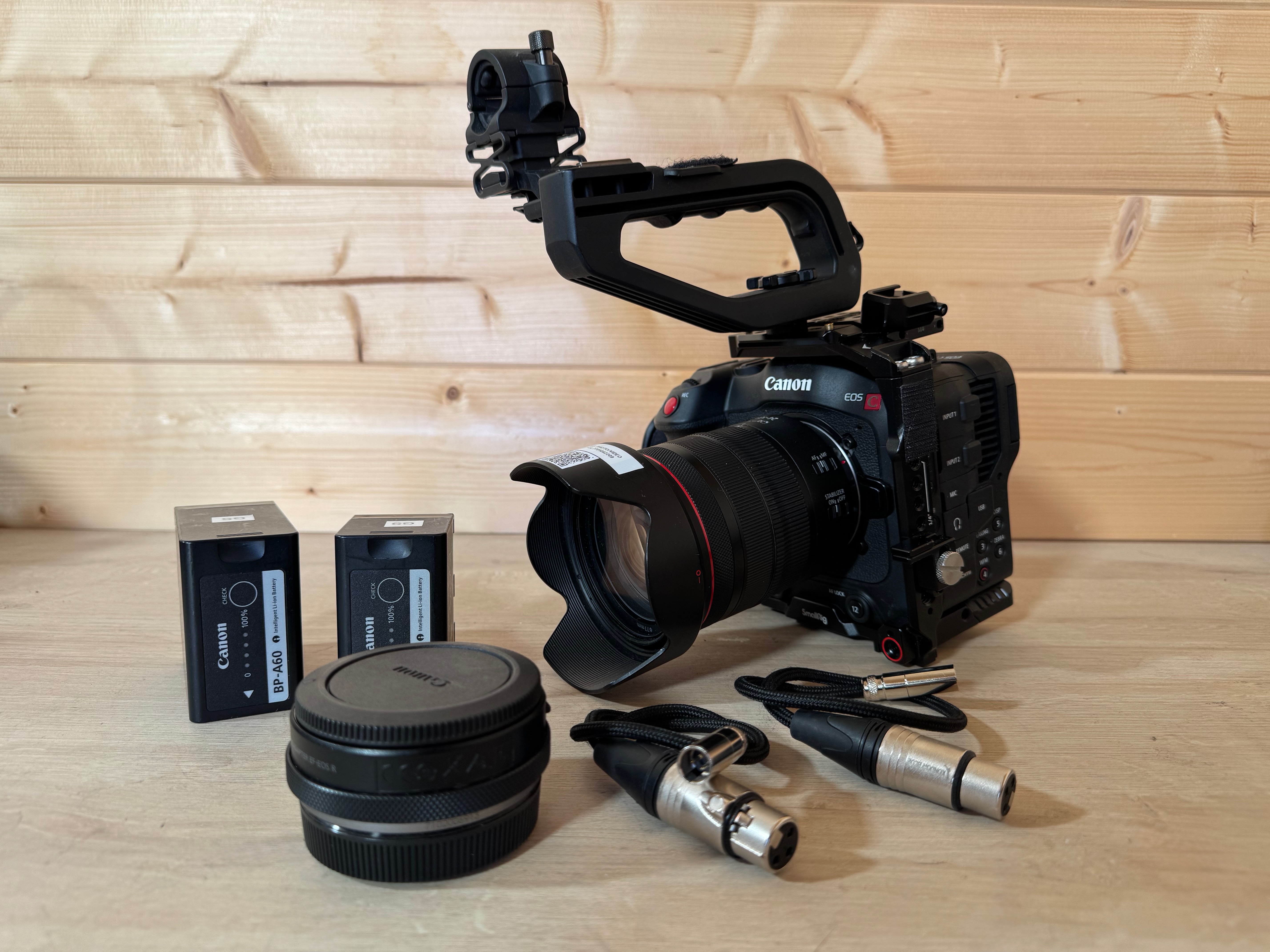 Eos c70 cinema eos camera 4k raw with rf 24-105mm f/4,  2 x 256 gb sd cards