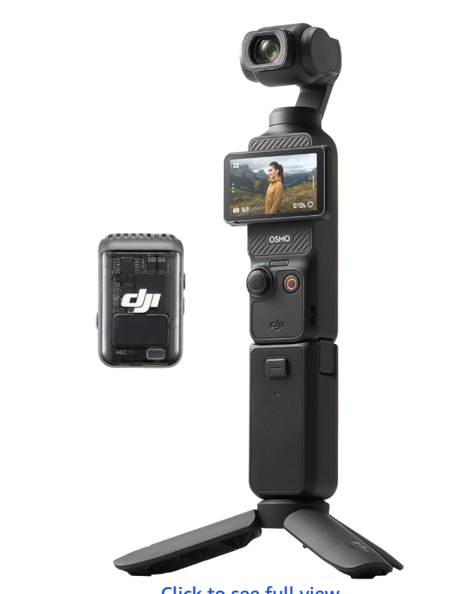 Dji osmo pocket 3 creator combo, vlogging camera with 1'' cmos & 4k/120fps video, 3-axis stabilization, face/object tracking, fast focusing, mic included for clear sound 