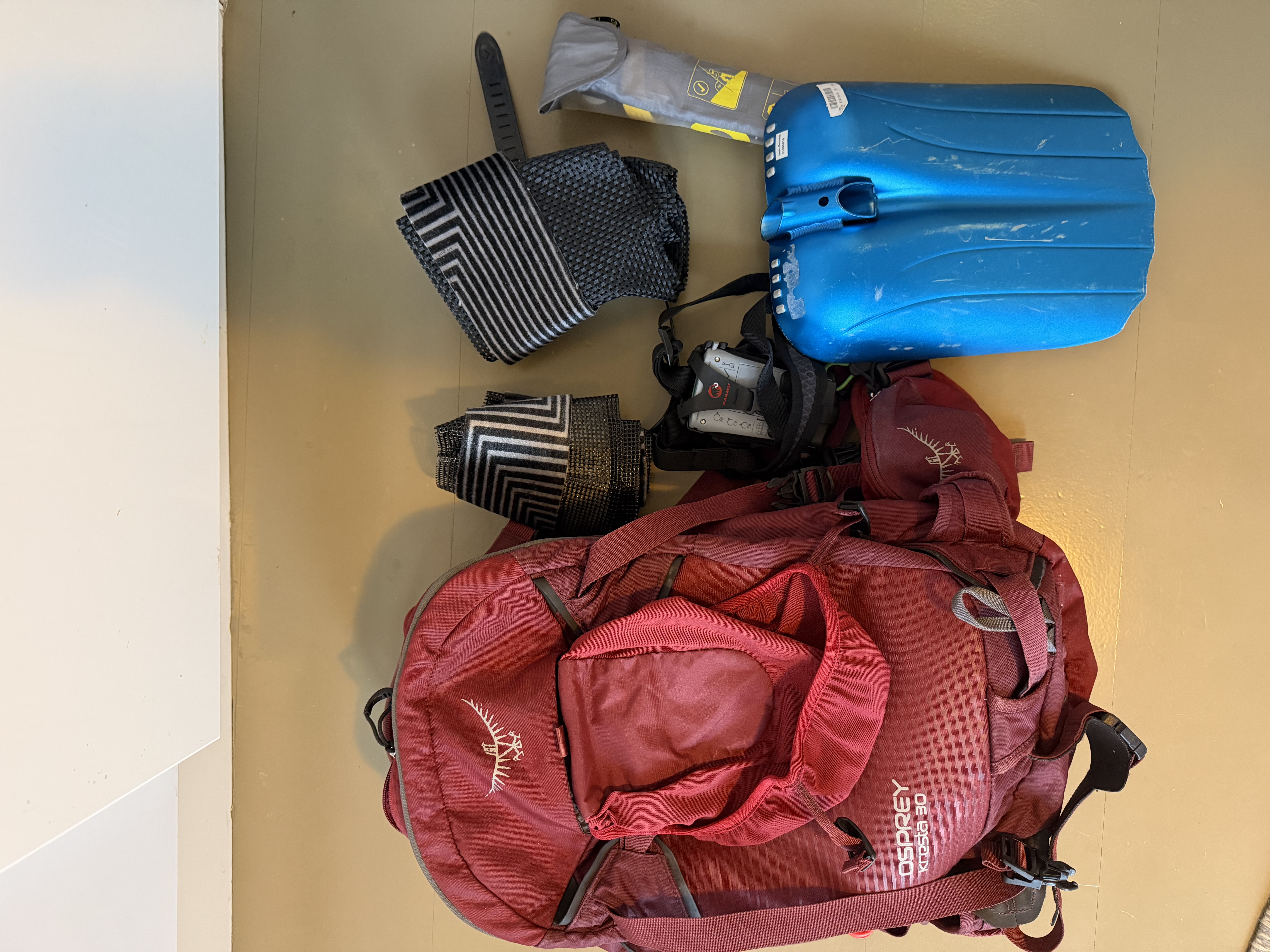 Skredutstyr sett med ryggsekk