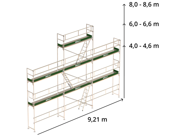 Byggställning 9x6m ram med gaveltopp