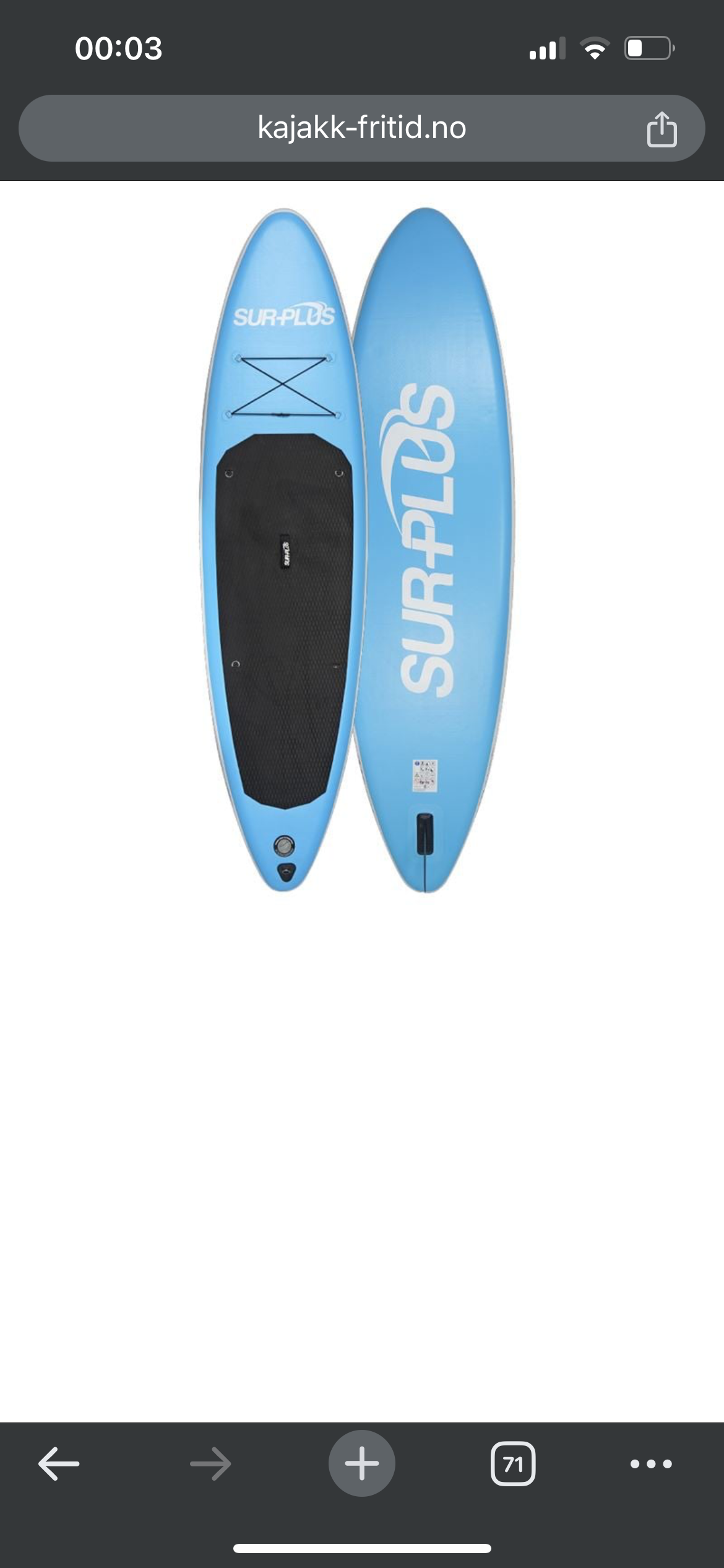 Sup brett leies ut. med åre og redningsvest. 