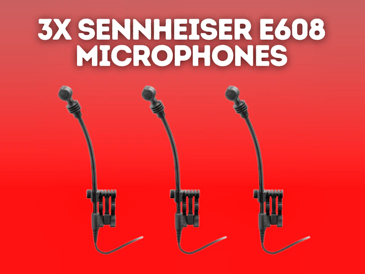 3x sennheiser e608 woodwind/brass/drum gooseneck microphone