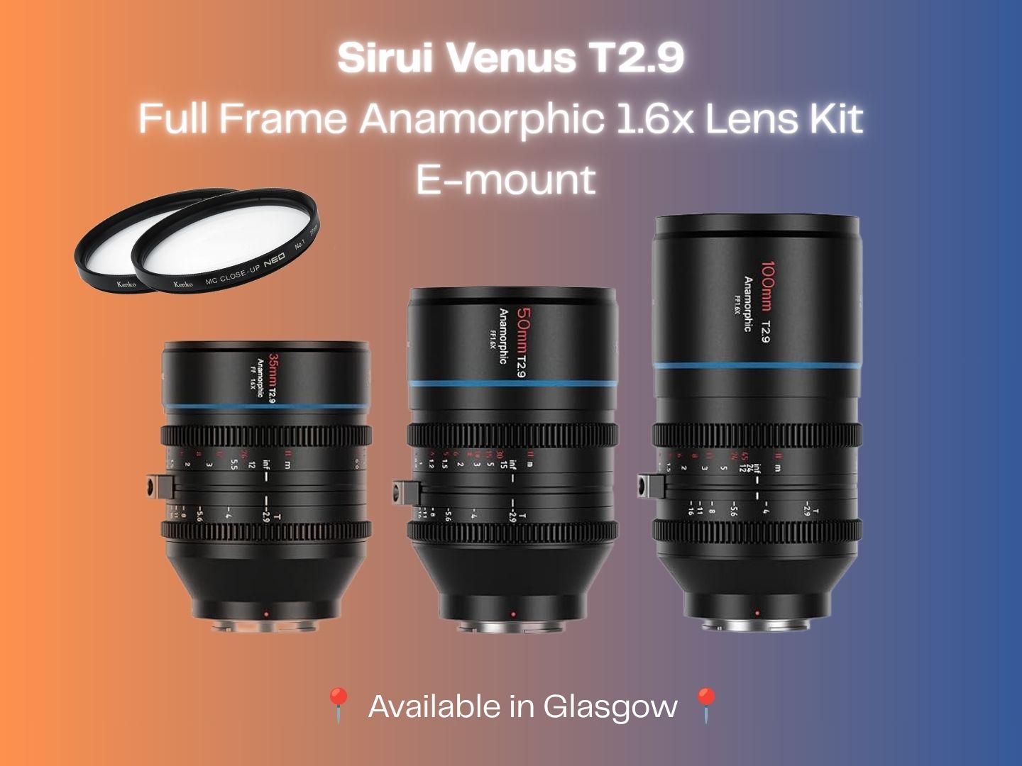 Sirui venus t2.9 | 3x full frame anamorphic 1.6x lens kit | e-mount