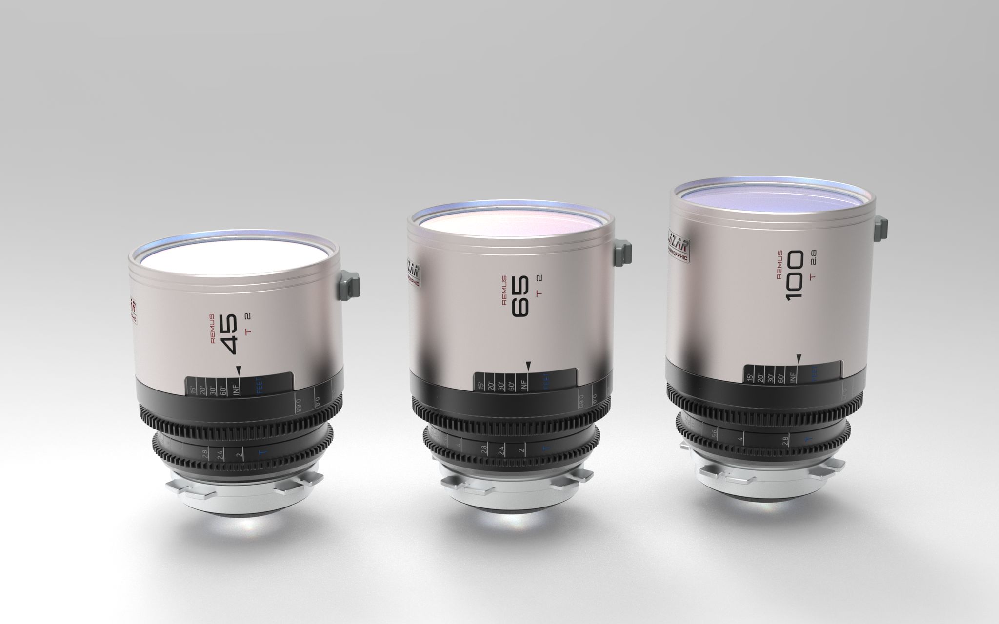 Blazar remus 1.5x anamorphic 45/65/100mm ef mount lens 'a ' set. blue flare