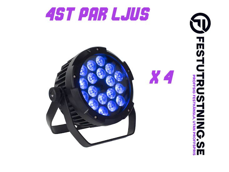 4 st kraftfulla par-ljus led 18x18w inkl. stativ