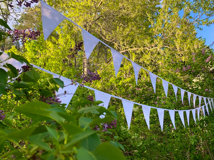 40m vimplar i tyg för bröllop och fest