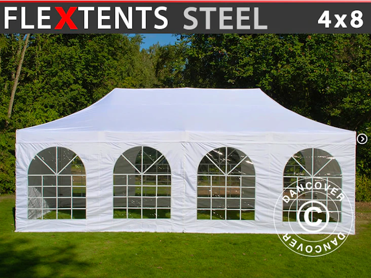 Foldetelt flextents steel 4x8m, inkl. 4 sider