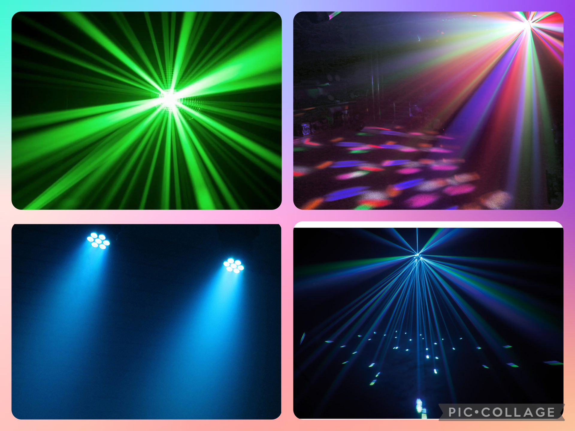 Två ljusstativ & 7 discolampor