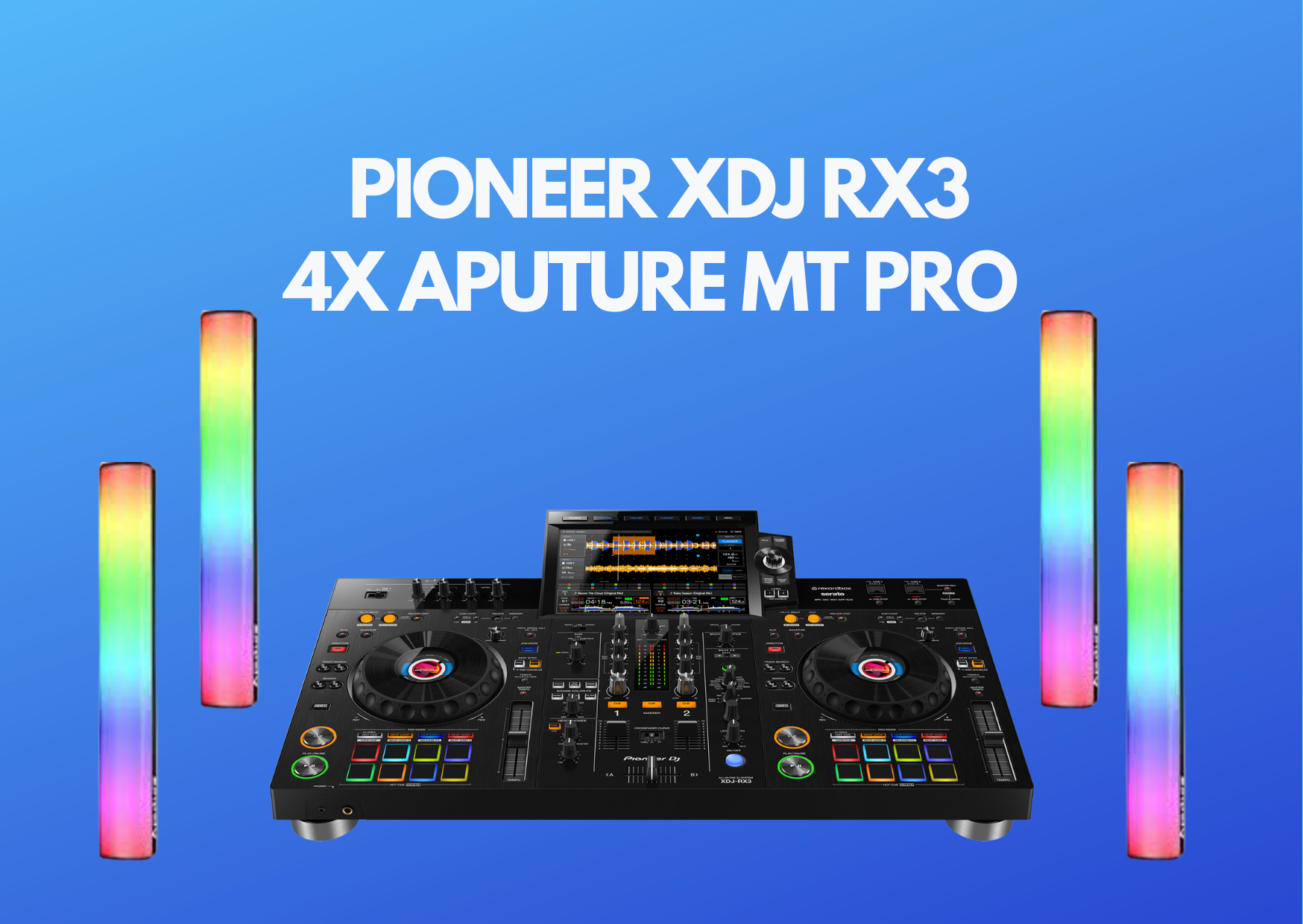 Pioneer xdj-rx3 all-in-one dj system + 4x aputure mt pro full-color mini led tube light rgb
