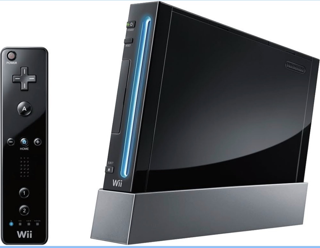 Nintendo wii console (black) with wii remote plus, nunchuk, sensor bar, wii ac adapter and wii av cable