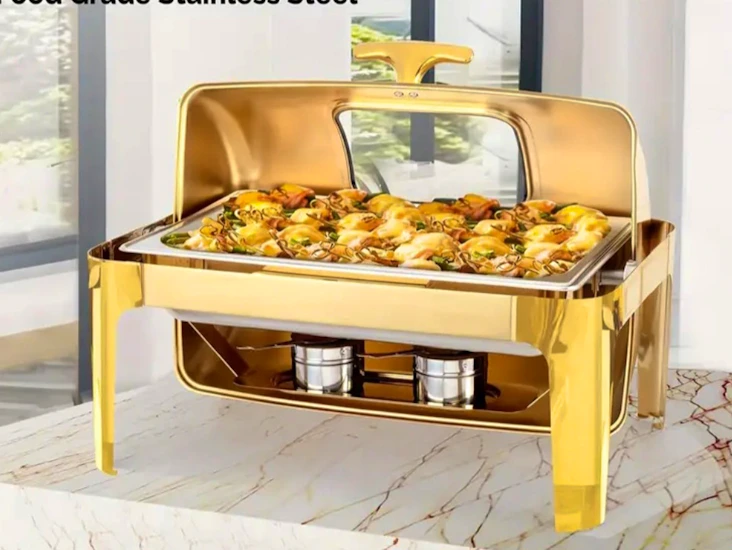 Golden 9qt large capacity roll top chafing dish buffet set