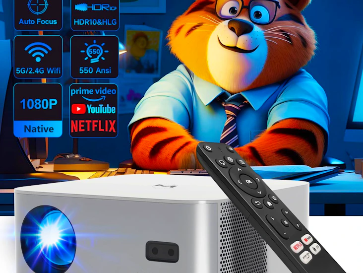 Ljusstark projektor | projektor & 100" duk | filmkväll, tv spel, konsol, event, karaoke mm