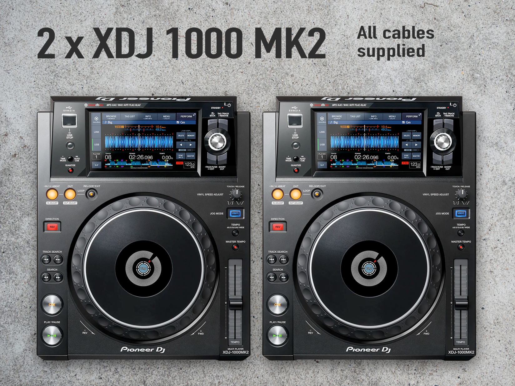2 x pioneer - xdj - 1000 mk2 turntable deck 