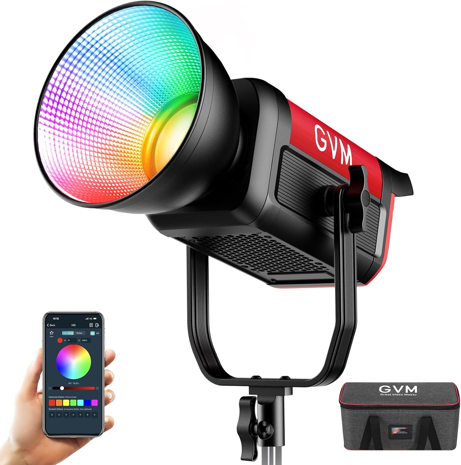 Gvm pro 300c rgb video light and smallrig 65cm lantern softbox