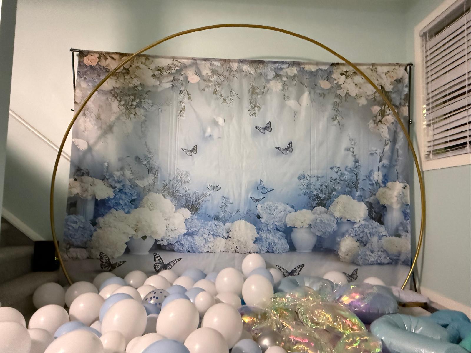  gold metal round backdrop arch