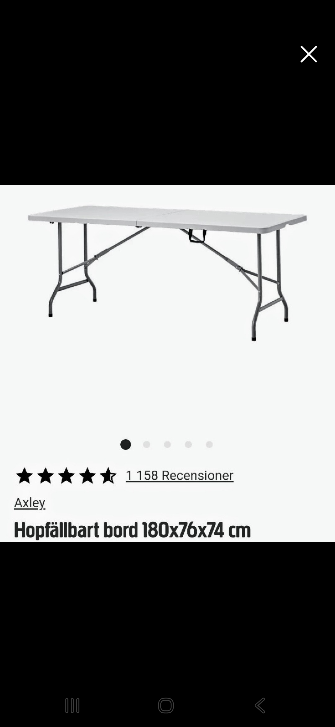 Ihopfällbar bord + 2 bänkar